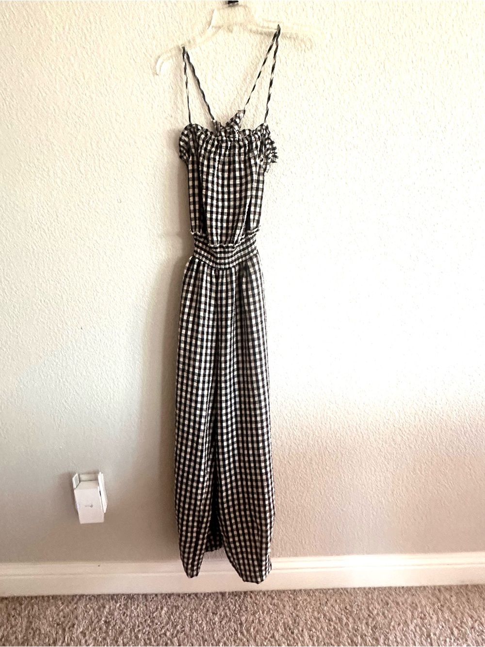 Gingham SWide-Leg Jumpsuit - Black & White - Picture 13 of 15